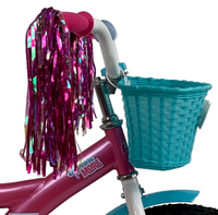 Vélo pour filles WEIZE 3-5 ans avec roues d'apprentissage, guirlandes, panier, siège pour poupée, frein à rétropédalage, bleu, 1 vitesses