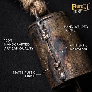 Juego de 3 <span class=keywords><strong>Campanas</strong></span> de Vaca Harmony, <span class=keywords><strong>Campanas</strong></span> Rústicas Vintage de Hierro con Cuerda para Decoración Navideña, Protección del Hogar, Manualidades para Colgar en la Pared - Product Image 3