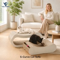 Planche à gratter pour chat en forme de S, canapé ondulé en deux parties, mobilier de détente pour chat en carton ondulé courbé, vente en gros