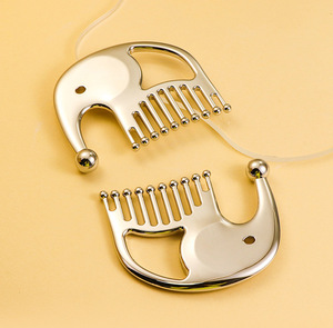 Peigne de massage en métal, peigne des méridiens, bâton de massage pour la zone des yeux, <span class=keywords><strong>petit</strong></span> peigne éléphant mignon à cinq dents, soin capillaire - Product Image 3