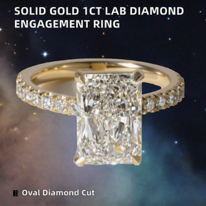 Bijoux fins 18K 14K 10K Or véritable 1CT Diamant de taille princesse cultivé en laboratoire Certifié clarté VS Bague de fiançailles Anniversaire pour femmes - Product Image 2