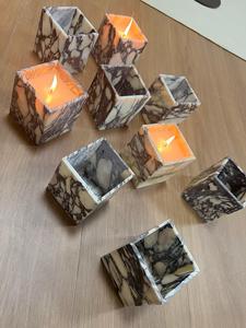 Portavelas de Mármol Natural de Lujo - Decoración Hecha a Mano con Calacatta Viola y Ónix Verde, Ecológico y Listo para Enviar - Product Image 1