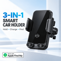 Support de téléphone de voiture 3-en-1 avec certification Apple Find My, détection intelligente et charge sans fil 15W