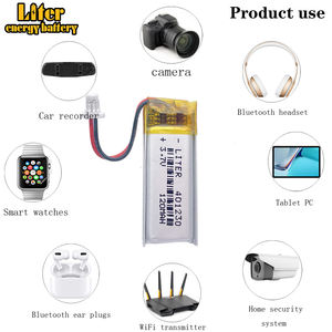 3.7v 120mah 401230 סוללת ליתיום פולימר עבור סוללת אזעקה לרכב שלט רחוק עם מחבר 2pin 1.0 מ "מ - Product Image 2