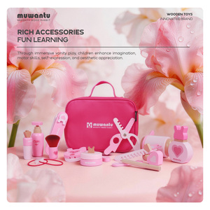 Ensemble de maquillage en bois Montessori pour filles, jeu d'imitation, kit de <span class=keywords><strong>salon</strong></span> de beauté, miroir, sac de <span class=keywords><strong>rangement</strong></span>, apprentissage précoce 4-6 mois - Product Image 5
