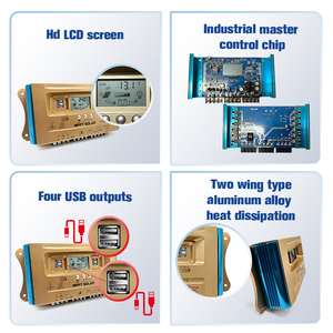 Nhà máy hoạt động Boost MPPT gió năng lượng Mặt Trời bổ sung năng lượng mặt trời sạc điều khiển hỗ trợ 12v24v36v48v pin với 4 USB Kết quả đầu ra - Product Image 5