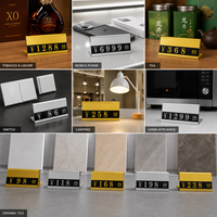 Étiquette de prix réglable en alliage d'aluminium or et argent de luxe haut de gamme, recyclable, avec logo personnalisé pour affichage de prix de vin et spiritueux en détail