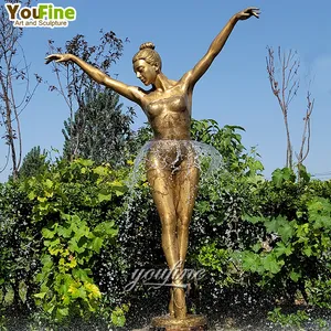 Polished Brass Dancing Lady Statue, for Garden, Home, Hotel