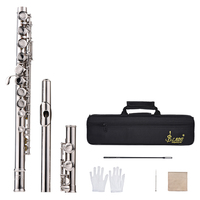 C Key Flutes Closed 16 Hole Flute Nickel Plated Woodwind Instrument for Beginner Silver