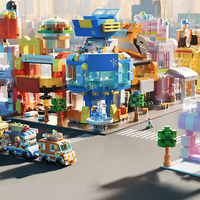 Chariot de châtaignes à l'ancienne mignon Street View Grill Shop Ice Cream Shop exquis Mini blocs de construction jouets éducatifs