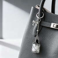 Pendentif Flacon de Parfum Portable DIY en Acier Inoxydable Doré et Argenté avec Nœud, Sac Filet pour Parfum, Porte-clés, Flacon de Voyage Tendance