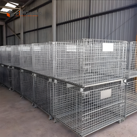 Conteneur de stockage en fil métallique pliable et empilable, robuste, en acier, pour entrepôt, personnalisable