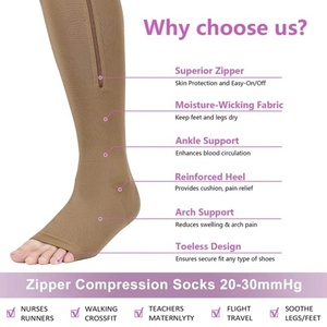 Vente en gros <span class=keywords><strong>de</strong></span> <span class=keywords><strong>chaussettes</strong></span> <span class=keywords><strong>de</strong></span> sport d'automne pour hommes à bout ouvert coupe basse avec fermeture à glissière logo personnalisé <span class=keywords><strong>chaussettes</strong></span> <span class=keywords><strong>de</strong></span> récupération <span class=keywords><strong>de</strong></span> manchette en tricot haut - Product Image 2