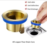 Couvercle de joint d'égout de drain de sol universel en laiton moderne tout en cuivre, anti-odeur, anti-insectes, pour artefact de salle de bain