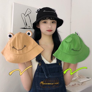 Cute Frog Bucket Hat For Kids And Adults Unisex Cotton Linen Sun Protection Foldable Fisherman Hat With Big Eyes - Product Image 3