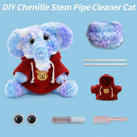 Kit de Bricolage Éléphant Artisanat DIY en Velours Corail et Tiges de Chenille avec Ensemble Complet d'Animaux en Peluche OEM