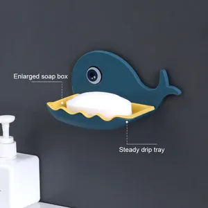 Boîte à savon en forme de baleine avec drain, support de savon pour salle de bain, porte-éponge, plateau de rangement, accessoires de salle de bain - Product Image 3