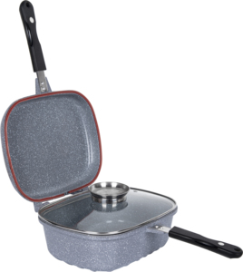 Sartén Doble MGC de 30 cm <span class=keywords><strong>con</strong></span> Canasta para Freír, Tapa de Vidrio, Vaporera y Perilla Multifuncional de Acero Inoxidable - Product Image 2
