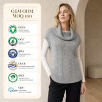 Pull en tricot à col roulé pour femme, style preppy, en laine et viscose, avec logo frontal, collection automne