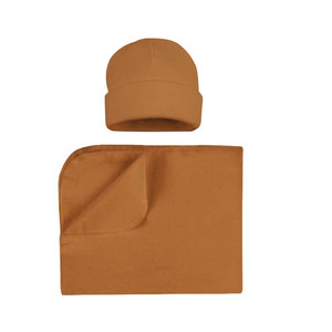 Ensemble couverture d'emmaillotage et bonnet en jersey de rayonne extensible doux et neutre pour bébé, style coréen, toutes saisons - Product Image 2
