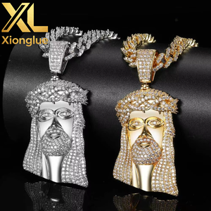 Collier pendentif Hip Hop de luxe, grand modèle Jésus, entièrement serti de zircons cubiques étincelants - Product Image 4