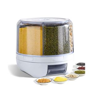 Food Grain Storage Container <b>Large</b> Capacity 6-Grid Rice Dispenser BPA-free Eco-friendly Lacquer Space Saving Food Packaging - Product Image 1