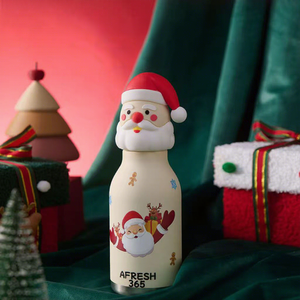 Christmas Santa Claus Water Bottle with Santa <b>Hat</b> Lid Reusable Holiday <b>Drink</b> Bottle for Home School Travel Gift - Product Image 5