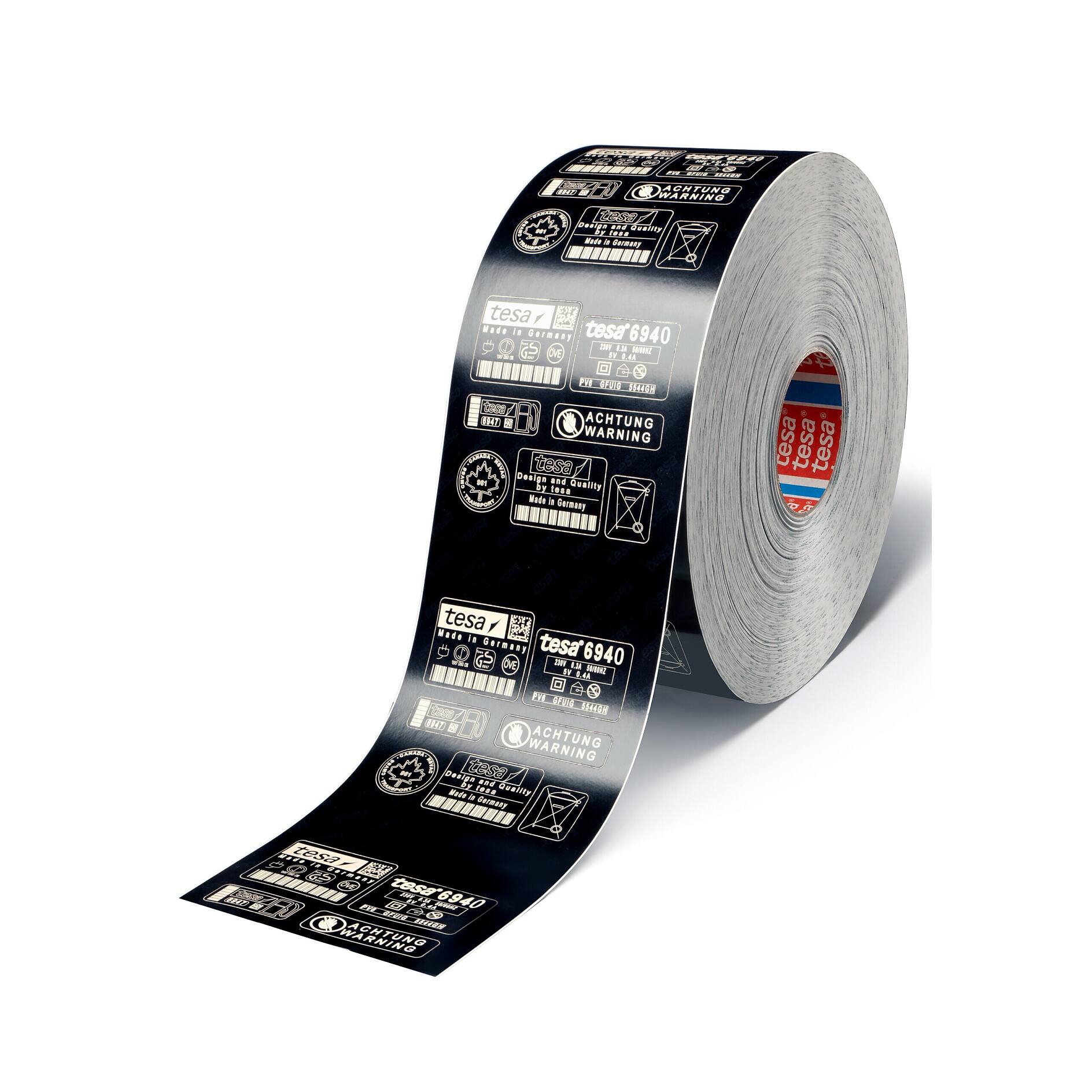 Tesa 6940 PV5 Black Glossy High-Speed Mark Able and Self-adhesive Tape