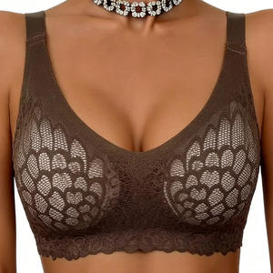 Sujetador sin aros para mujer, talla <span class=keywords><strong>M</strong></span>-2XL, sin costuras, fino, con copa completa, estilo chaleco, con encaje, acolchado, diseño sin marco de una pieza - Product Image 2