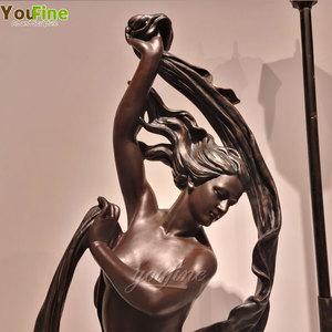 Decorativa hermosa de resina de fibra de vidrio estatua lámpara puesto en Color de bronce - Product Image 3