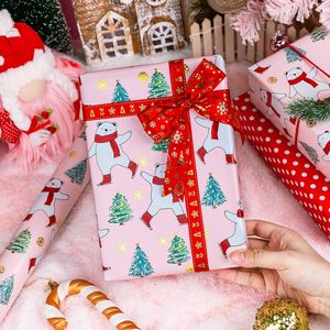 Kids Christmas <b>Wrapping</b> <b>Paper</b> Reversible Pink Bears Trees Design 17 In X 32.8 Ft Gift Craft Recyclable - Product Image 2