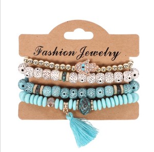 วินเทจพู่ Bodhi ลูกปัดสร้อยข้อมือ Boho ฟาติมาสร้อยข้อมือมือ - Product Image 5