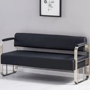 Chaises d'attente de style moderne, design simple, tissu doux, meubles en acier inoxydable modernes, meubles de maison, canapé de salon - Product Image 3