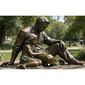 Escultura Metálica Moderna Pintada a Mano de Padre e Hija para Decoración de Jardín Exterior - Product Image 1