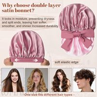 Nouveau bonnet en satin soyeux pour dormir, bonnet double couche avec bande élastique pour cheveux bouclés, bonnet de nuit avec logo personnalisé