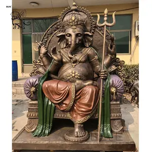 Fabbrica di alta qualità di grandi dimensioni decorazioni religiose dio indù Ganesh bronzo Ganesha statua scultura