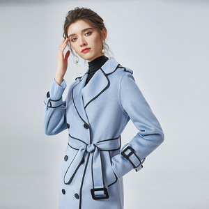 <strong>Women's</strong> Winter 2022 Double-sided <strong>Peacoat</strong> Medium Length Wool Jacket - Product Image 2