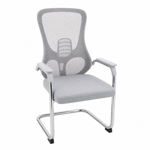 <span class=keywords><strong>Chaise</strong></span> <span class=keywords><strong>de</strong></span> <span class=keywords><strong>bureau</strong></span> ergonomique avec dossier en maille, base cantilever, accoudoirs fixes noirs, protections antidérapantes pour le sol, sans roulettes - Product Image 1