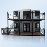 Maison pliante à double étage de style moderne, pliage modulaire, installation facile, transport facile et possibilité de vivre ou de louer.