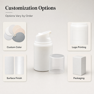 Flacone Airless Personalizzato in PP Bianco, Bottiglia Cosmetica Rotonda in Plastica per Skincare, a Prova di Perdite, per Lozioni, Creme, Sieri, Capacità da 30 a <span class=keywords><strong>150ml</strong></span> - Product Image 6