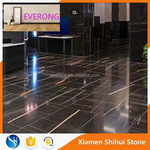 Tunisie Veines blanches et dorées Carrelage en marbre noir Lauren - Product Image 3