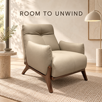 Fauteuil moderne en cuir microfibre durable avec structure en bois et pieds en bois de frêne, fauteuil pivotant pour salon ou hôtel