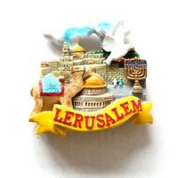 Aimant de réfrigérateur en résine fait main souvenir touristique de Jérusalem design personnalisé en gros
