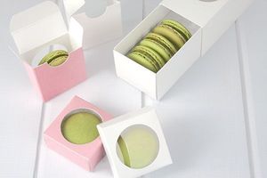 Caixa de Cupcake Pequena e Bonita para Atacado, Personalizada com Logotipo da Marca, Impressa para Macarons, Bolos, Doces e Biscoitos, com Janela, Ecológica e com Proteção UV - Product Image 3