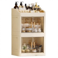 Boîte de rangement cosmétique minimaliste en plastique haut de gamme pour bureau – Grande capacité, anti-poussière, support de rangement pour coiffeuse
