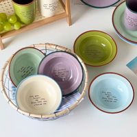 Bol en céramique coréen créatif Lelyi Ins avec bol profond de lettres contrastées de couleur haute beauté