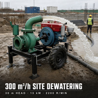 Pompa Air Diesel 6 Inci 18HP Unit Pompa Mesin Diesel Aliran Tinggi 300m3/jam Daya Angkat Tinggi 30m Set Pompa Sprinkler Irigasi Pertanian