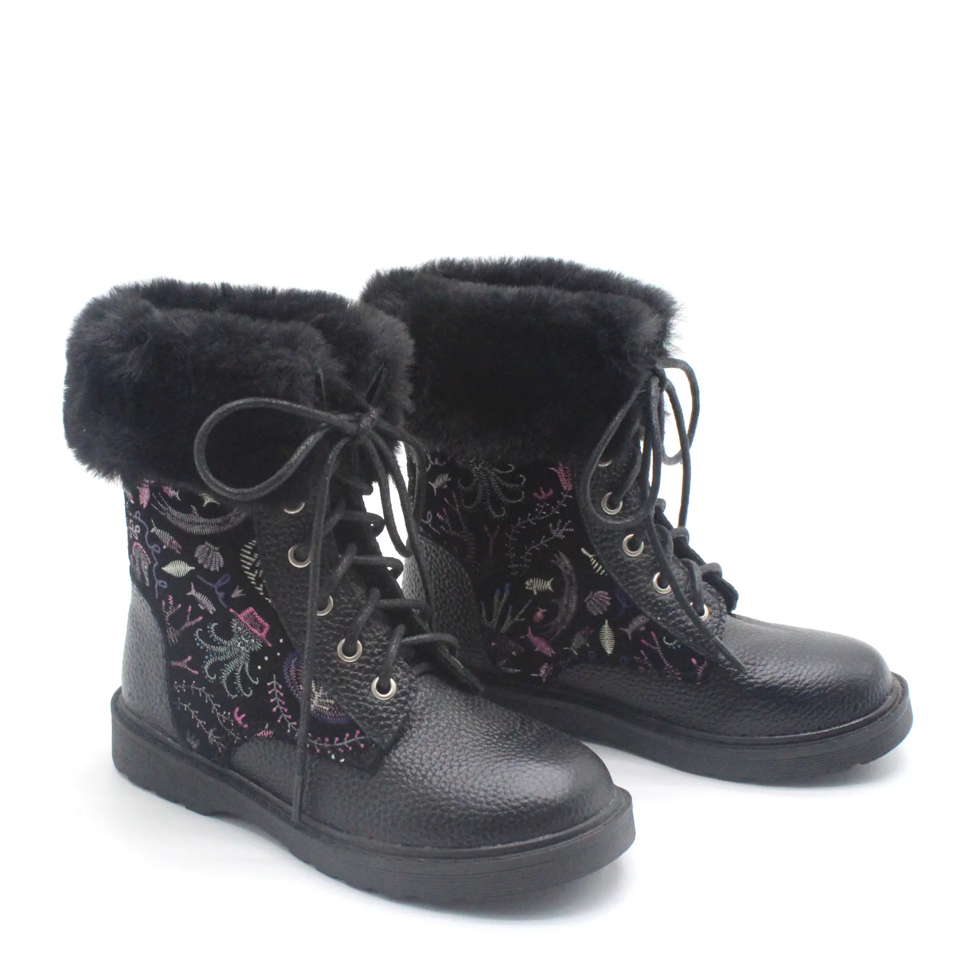 wholesale winter fashion leather rubber snow boots formal girls black boy designer kids casual shoes