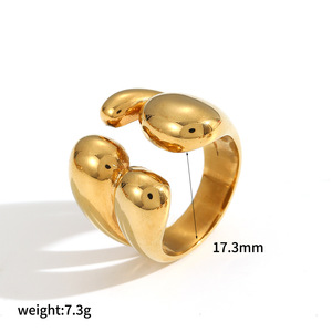 Geometric Double-Headed Teardrop Stainless Steel <b>Ring</b> For Women 18K Gold Titanium Steel Unique High-End Jewelry Gift - Product Image 5