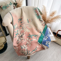 Écharpes en cachemire jacquard de haute qualité pour femmes, imprimé fleur de magnolia, logo personnalisé, douces, chaudes et longues, vente en gros